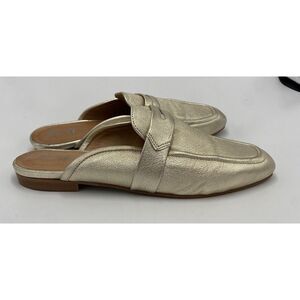 Renvy Women's Leather‎ Metallic Loafer Mule Gold 8.5